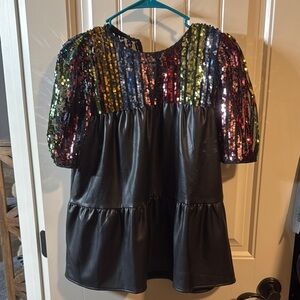 Sequin Puff Sleeve Top